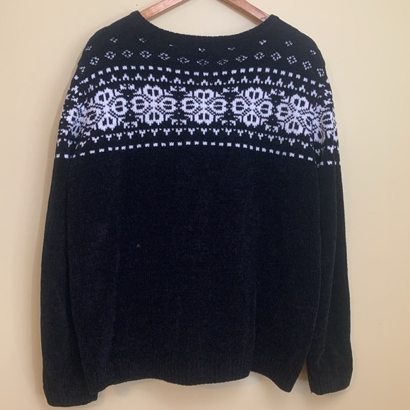 Alfred Dunner | Winter Scape Skater Snowflake Fair Isle Chenille Zip Cardigan XL - Picture 14 of 15